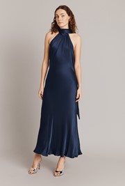 Florence Halter Neck Satin Midi Dress