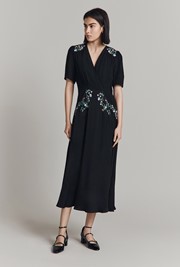 Maeve Satin Back Crepe Midi Dress