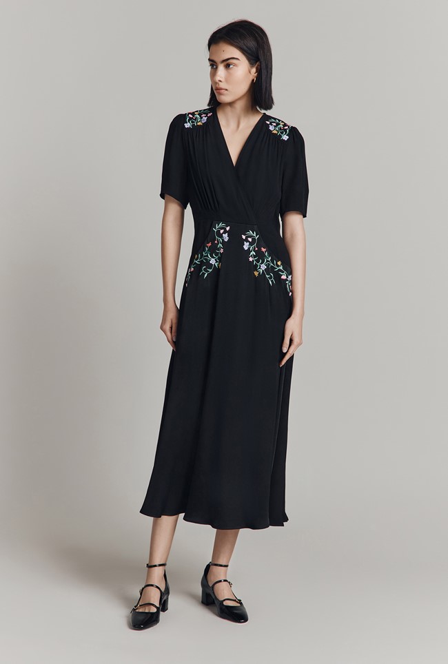 Maeve Satin Back Crepe Midi Dress