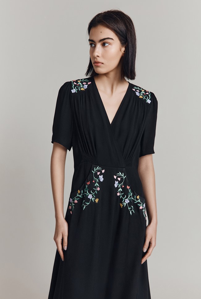 Maeve Satin Back Crepe Midi Dress