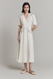 Maeve Satin Back Crepe Midi Dress