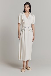 Maeve Satin Back Crepe Midi Dress