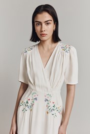 Maeve Satin Back Crepe Midi Dress