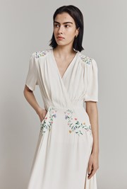 Maeve Satin Back Crepe Midi Dress