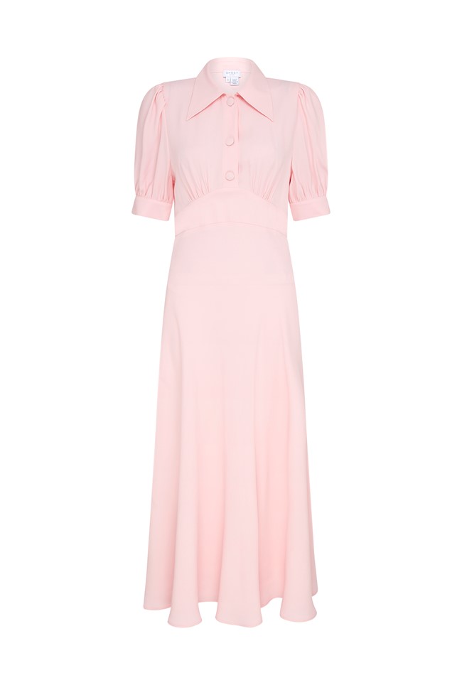 Wilma Pink Crepe Midi Dress