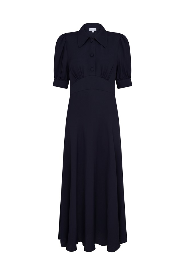 Wilma Navy Crepe Midi Dress