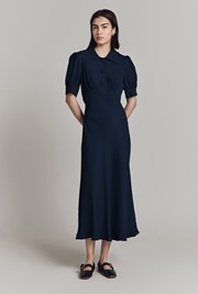 Wilma Navy Crepe Midi Dress