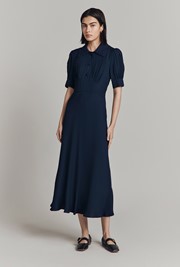 Wilma Navy Crepe Midi Dress