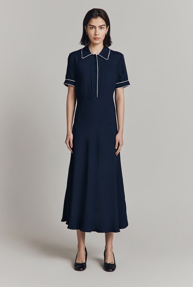 Sophia Satin Back Crepe Shirt Dress