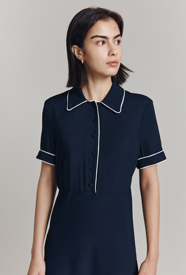 Sophia Satin Back Crepe Shirt Dress
