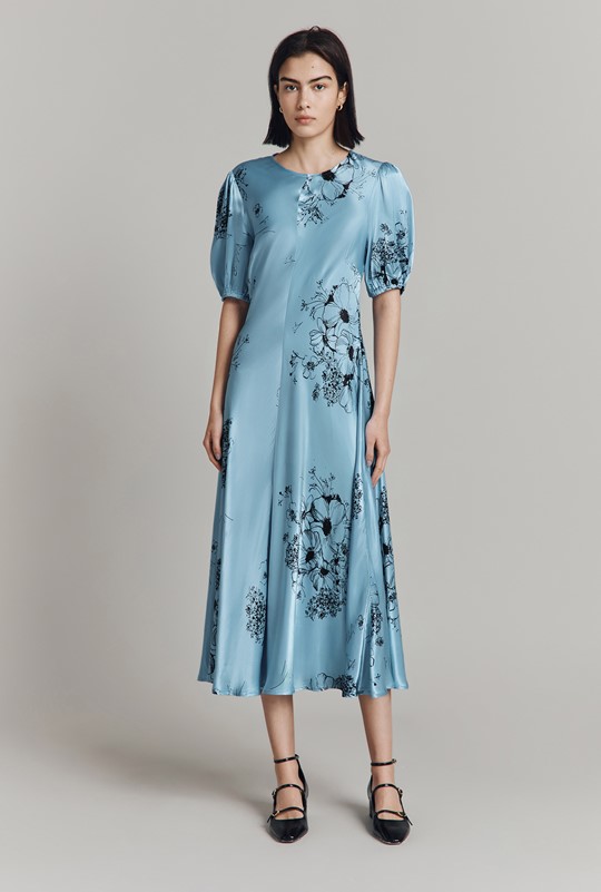 Paloma Floral Satin Midi Dress