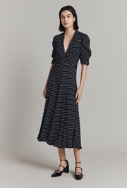 Madi Polka Dot Crepe Midi Dress