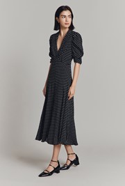 Madi Polka Dot Crepe Midi Dress