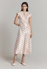 Cicely Spot Satin Midi Dress