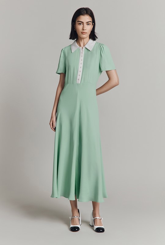 Bethan Satin Back Crepe Midi Shirt Dress