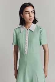 Bethan Satin Back Crepe Midi Shirt Dress