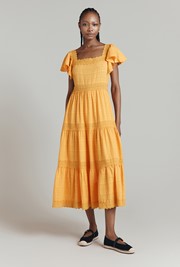 Rene'e Tiered Cotton Midi Dress