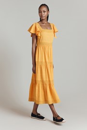 Rene'e Tiered Cotton Midi Dress