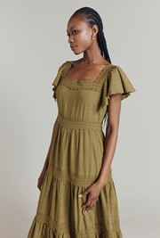 Rene'e Tiered Cotton Midi Dress