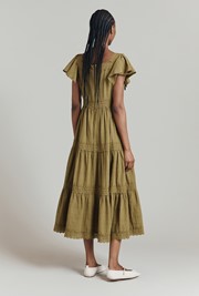 Rene'e Tiered Cotton Midi Dress