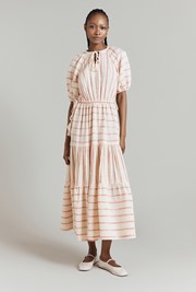 Abrielle Stripe Cotton Jacquard Midi Dress