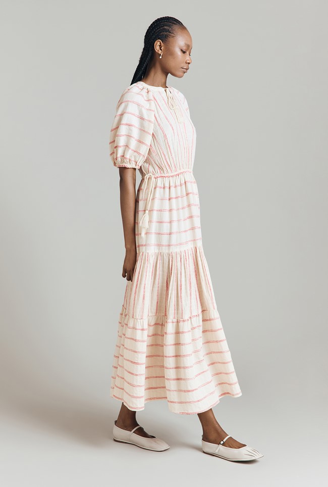 Abrielle Stripe Cotton Jacquard Midi Dress