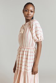 Abrielle Stripe Cotton Jacquard Midi Dress