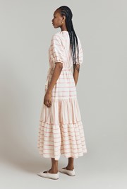 Abrielle Stripe Cotton Jacquard Midi Dress