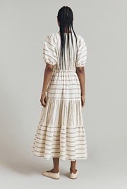 Abrielle Stripe Cotton Jacquard Midi Dress