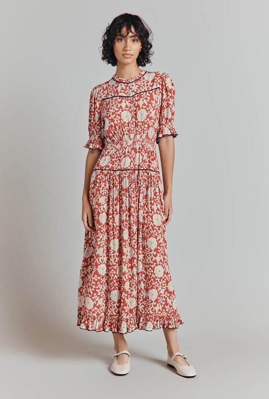 Emilie Floral Crepe Midi Dress