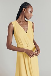 Ivy Crepe Belted Midi Dress