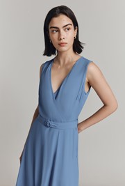 Ivy Crepe Belted Midi Dress