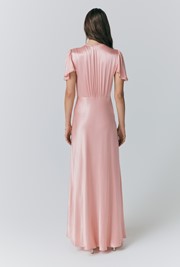 Delphine Button Satin Maxi Dress