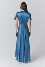 Delphine Button Satin Maxi Dress