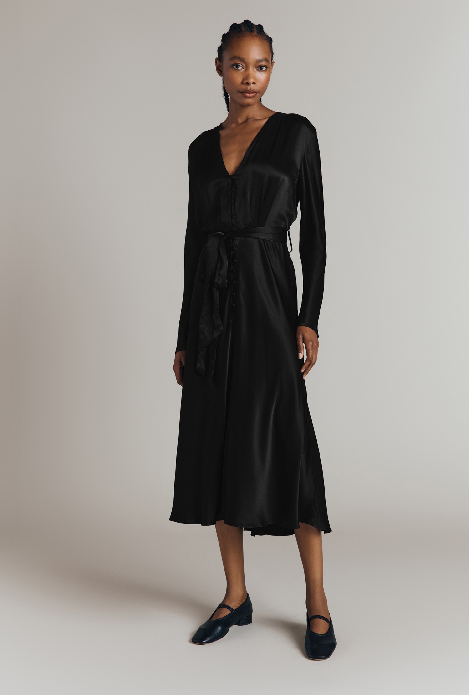 Black midi satin dress best sale