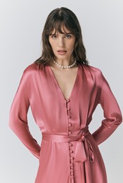 Meryl Satin Belted Midi Dress