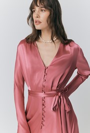 Meryl Satin Belted Midi Dress