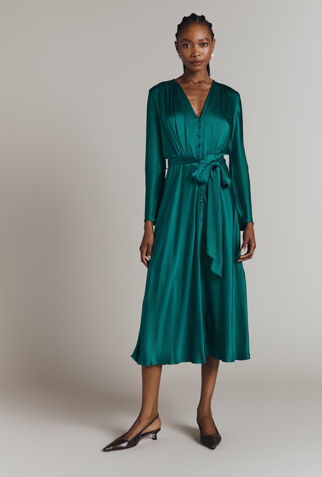 Meryl Satin Midi Dress