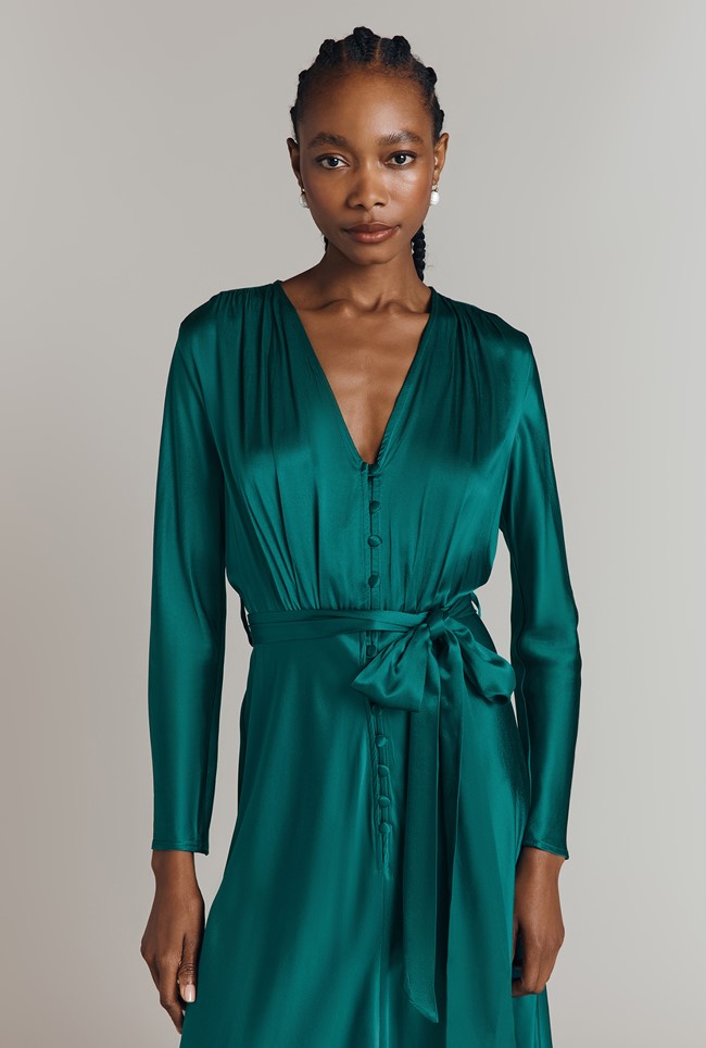 Meryl Satin Midi Dress Ghost London