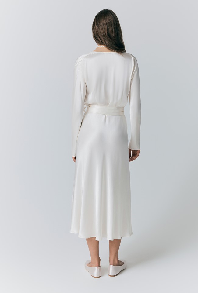 Meryl Satin Belted Midi Dress