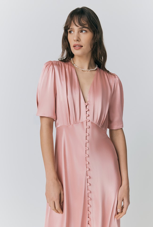 Madison Satin Button Through Dress