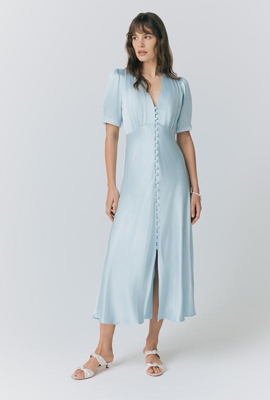 Madison Satin Button Through Dress