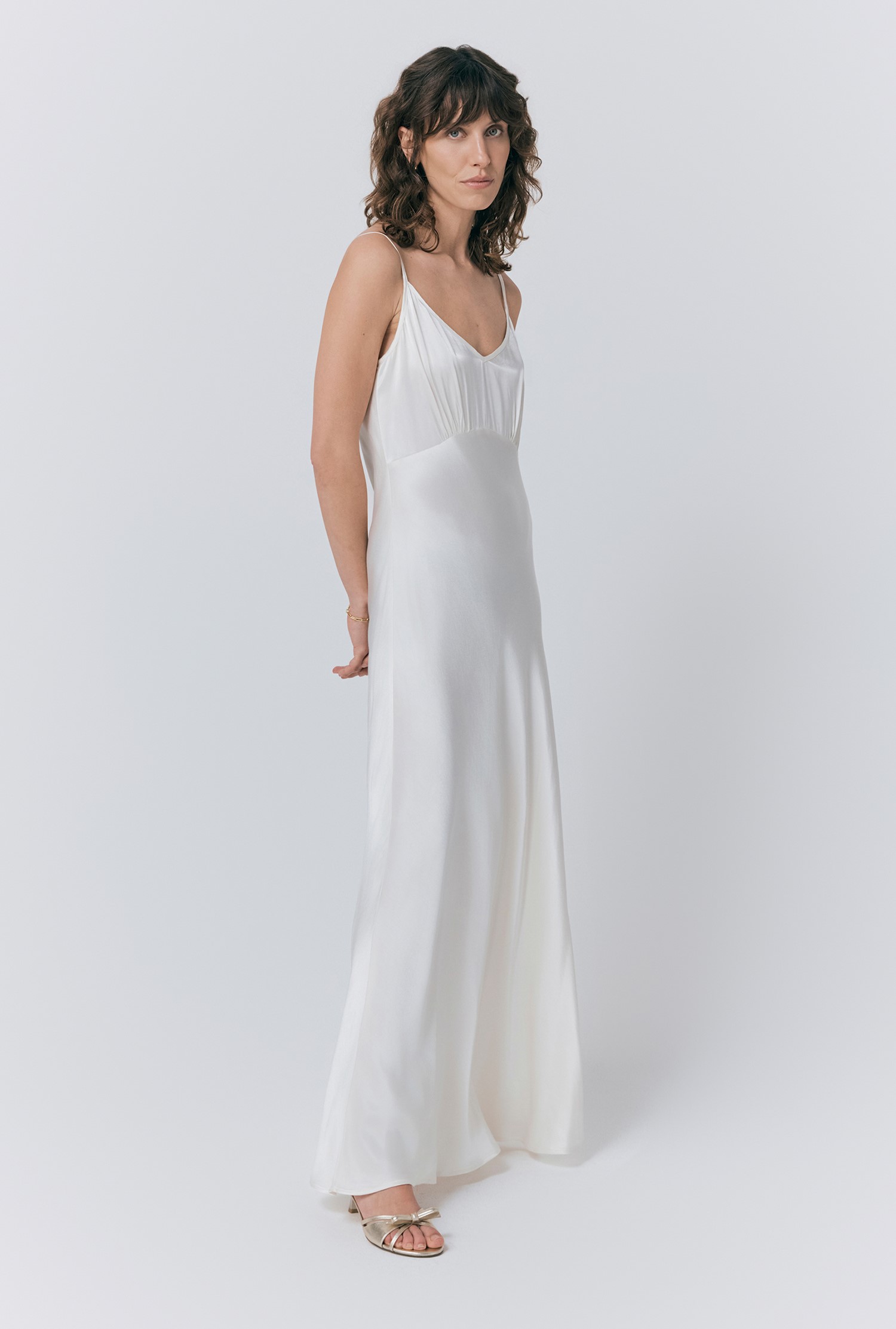 Winnie Ivory Satin Slip Maxi Dress Ghost London