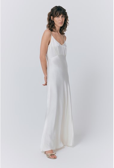 ghost bella dress ivory Maxi Dress White Deep V Neck Dress River Ivory V-Neck Satin Maxi Dress Ghost London