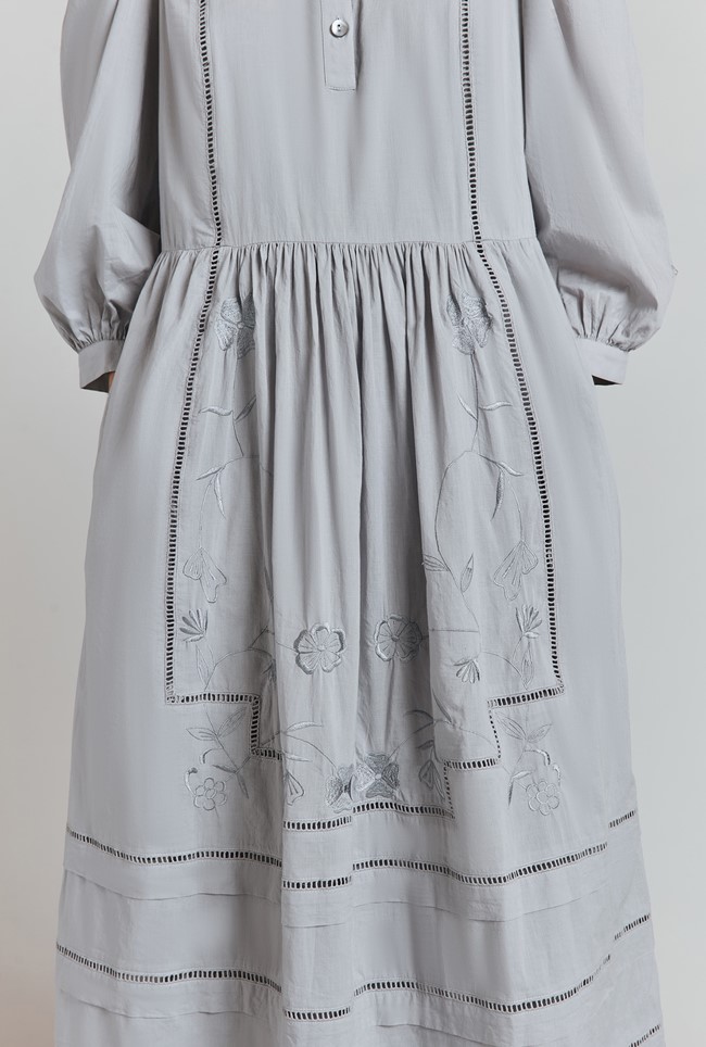 Nova Cotton Embroidered Midi Dress