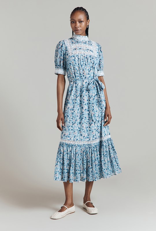 Josephine Floral Print Cotton Midi Dress