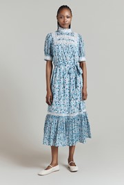 Josephine Ditsy Floral Printed Cotton Lace Trim Dress