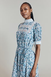 Josephine Ditsy Floral Printed Cotton Lace Trim Dress