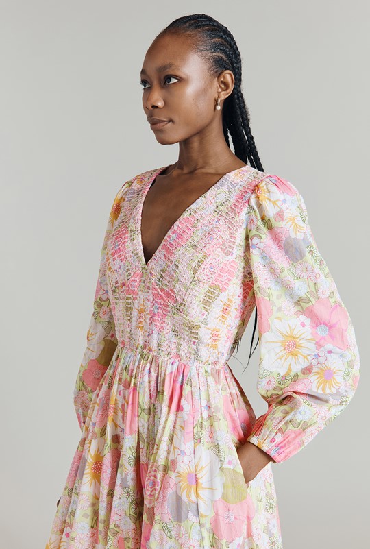 Adeline Floral Cotton Midi Dress