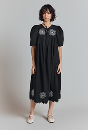 Ramona Cotton Embroidered Border Midi Dress